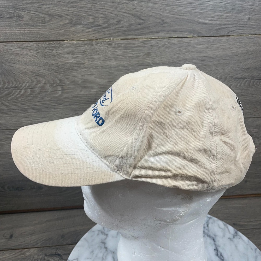 VTG Ford Hat Cap White Strapback Faded Stained Worn Embroidered Cars Retro Y2K - Picture 3 of 9